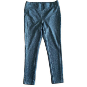 Loft Black & Silver Metallic Ponte Leggings Women's Medium Petite